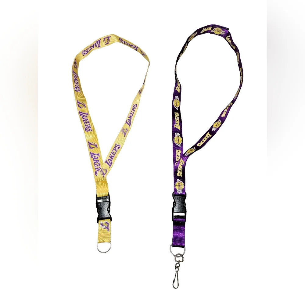 Lakers Official NBA Lanyards Gold & Purple With Detachable Key Holder Set Of 2